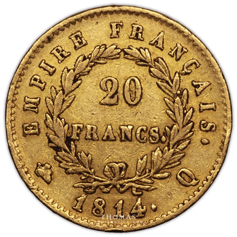 Napoléon Ier - 20 francs or 1814 Q revers