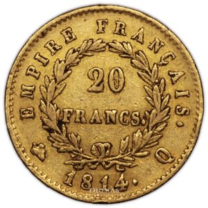 Gold Napoléon I - 20 francs or 1814 Q reverse