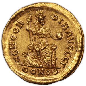 gold solidus theodose Ier reverse