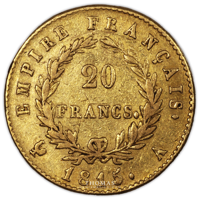gold 20 francs or 1815 A reverse