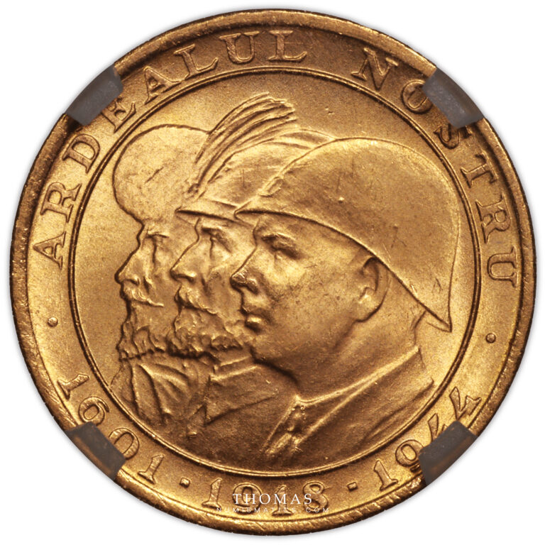 gold 20 lei 1944 Geni ms 65 obverse