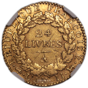 gold 24 livres or 1793 A Paris ngc xf 45