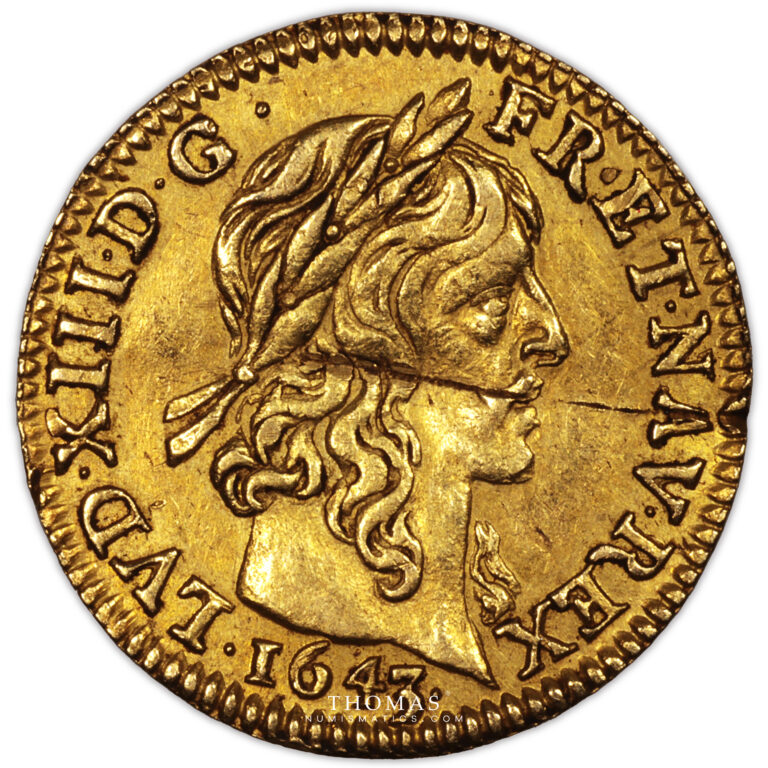 gold demi louis xiii 1643 A Paris obverse
