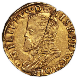 Philip II of spain- Half Gold real - Dordrecht obverse