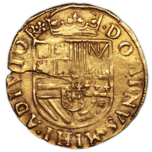 Philip II of spain- Half Gold real - Dordrecht reverse