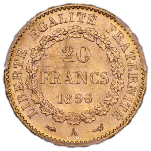 Monnaie - France - 20 francs or génie 1896 A Paris - Torche - PCGS MS 65-Revers