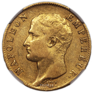 Napoleon I - Gold 20 francs or an 14 W Lille obverse