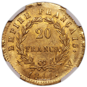 Napoleon I - 20 francs or NGC MS 60 revers