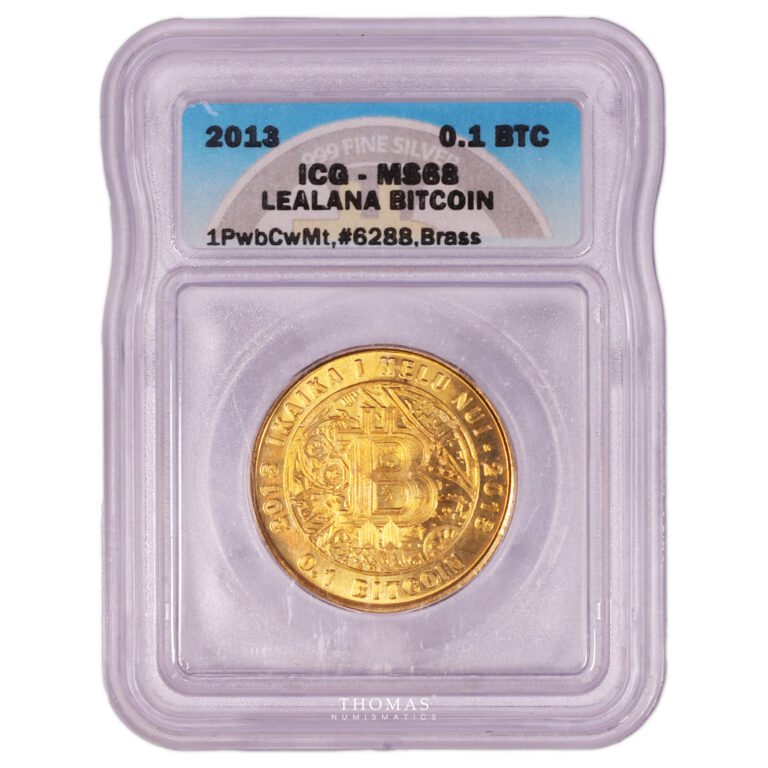 cryptocurrency - Bitcoin - 2013 Lealana 0.1 BTC - ICG MS 68 - Copper obverse