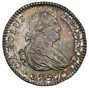 Monnaie - Espagne - Charles IV Real - 1797 M-MF Madrid - NGC MS 65 avers