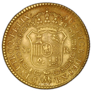 Coin- Spain Joseph Napoléon - gold 80 Reales 1813 Madrid - Royaume d'Espagne-reverse