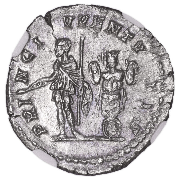 Monnaie - Empire Romain - Geta 198-212 - Denier 200-202 Rome - NGC AU 5:5 3:5-Revers