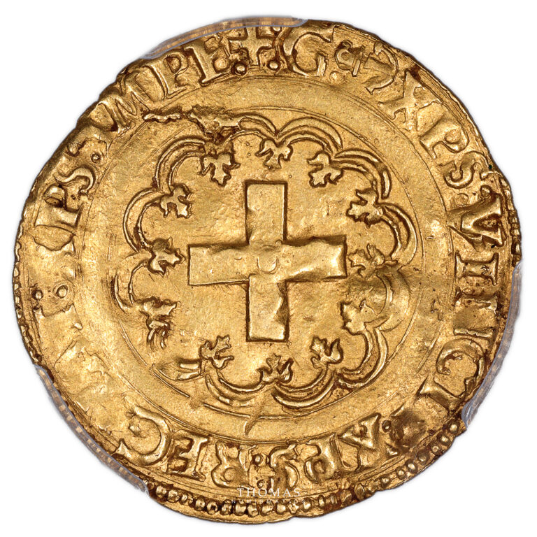 Monnaie - France François Ier - Écu d'or à la Croisette - L Bayonne 1515-1647 - PCGS MS 62-Revers