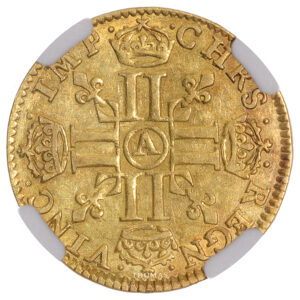 Monnaie - France Louis XIII - Demi Louis d'or au Bandeau - A Paris 1641 - NGC AU 53-Revers