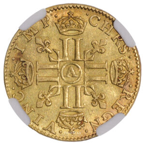 Coin - France Louis XIII - Gold Demi Louis d'or - 1641 A Paris - NGC AU Details - Treasure of Plozevet reverse