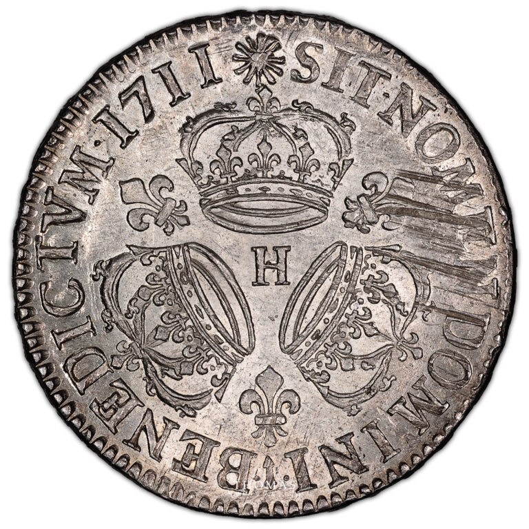 Coin - France Louis XIV - Écu aux 3 Couronnes - 1711 - H La Rochelle reverse