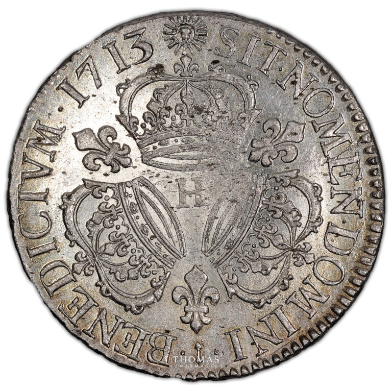 Monnaie - France Louis XIV - Écu aux 3 Couronnes - 1713 - H La Rochelle-Revers