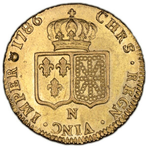 Monnaie - France Louis XVI Double Louis d'or aux écus accolés - 1786 N Montpellier-Revers