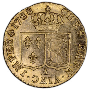 Coin - France  Louis XVI - Gold Louis d'or à la tête nue 1788 A Paris - Vendée Treasure reverse