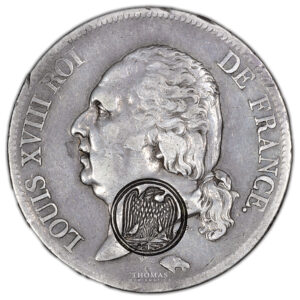 Coin - France Louis XVIII - 5 Francs 1821 - A Paris - countermark Imperial eagle