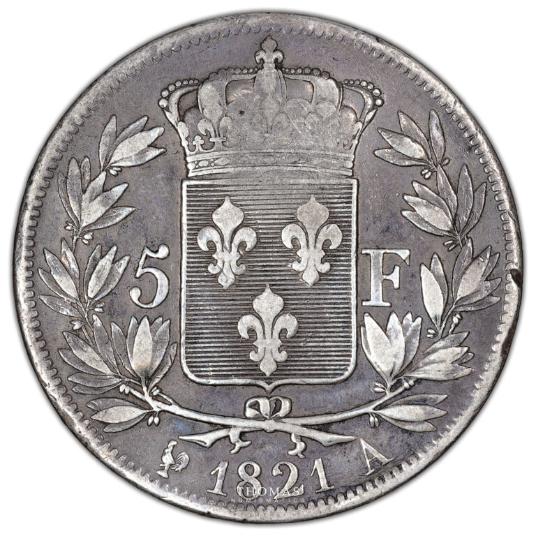 Monnaie - France Louis XVIII - 5 Francs 1821 - A Paris - Contremarquée d'un Aigle Impériale - Argent-Revers