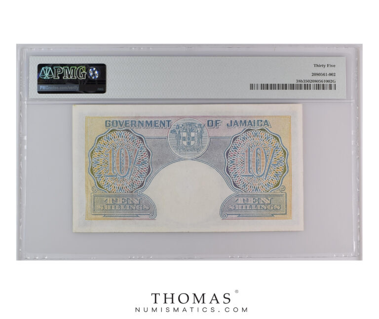 Banknote - Jamaica George VI - 10 Shillings - 1-11-1940 - Serie C/10 - PMG Choice VF 35 - treasure shipwreck SS politician reverse
