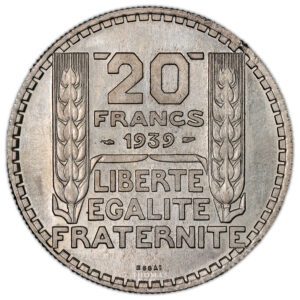 Coin - France Essai - 20 Francs Turin  1939 - Cupronickel reverse