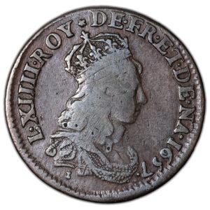 Coin France - Louis XIV - Liard double obverse - 1657 Corbeil obverse