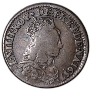 Monnaie France - Louis XIV - Liard avec double Avers - 1657-Revers