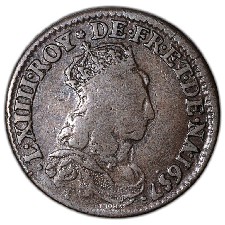 Coin France - Louis XIV - Liard double obverse - 1657 Corbeil reverse