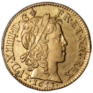 Coin France - Louis XIV - Gold -  Louis d'or à la mèche longue - 1653 A Paris obverse
