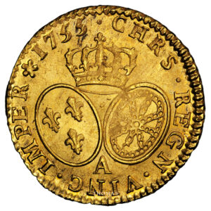 Louis XV - Gold - Louis d'or au bandeau - 1755 A Paris - The Treasure of Rue Mouffetard PCGS MS 64 reverse