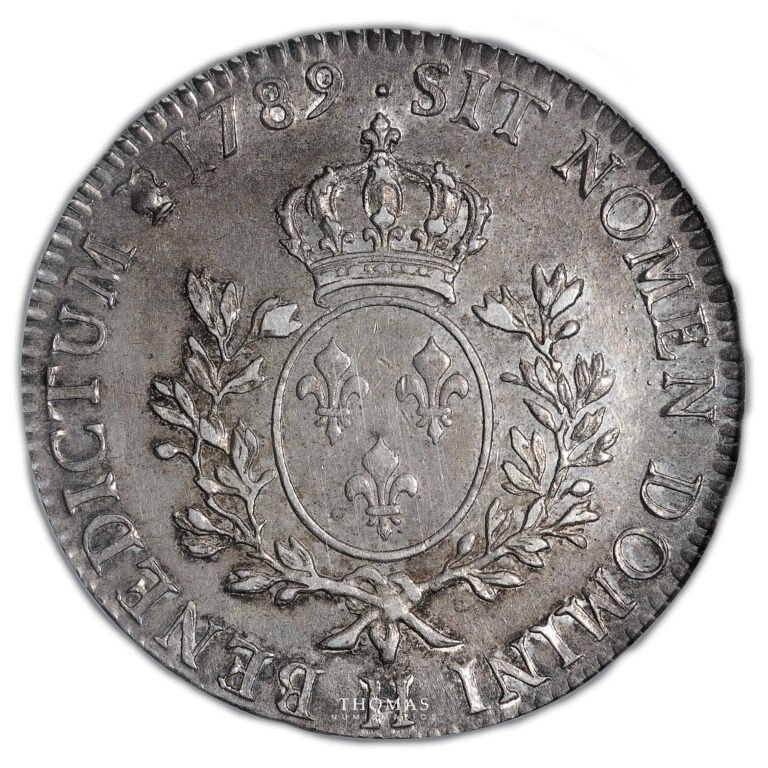 Monnaie France - Louis XVI - Écu aux branches d'olivier - 1789 H La Rochelle-Revers