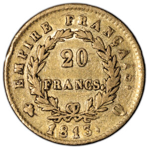 Monnaie France - Napoléon Ier - 20 Francs - 1813 Q Perpignan-Revers