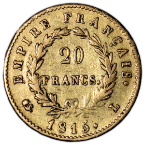 Coin France - Napoléon Ier - 20 Francs or - 1815 L Bayonne - Hundred Days reverse