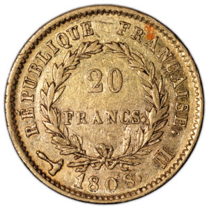 Monnaie France - Napoléon Ier - 20 Francs Or - 1808 M Toulouse-Revers