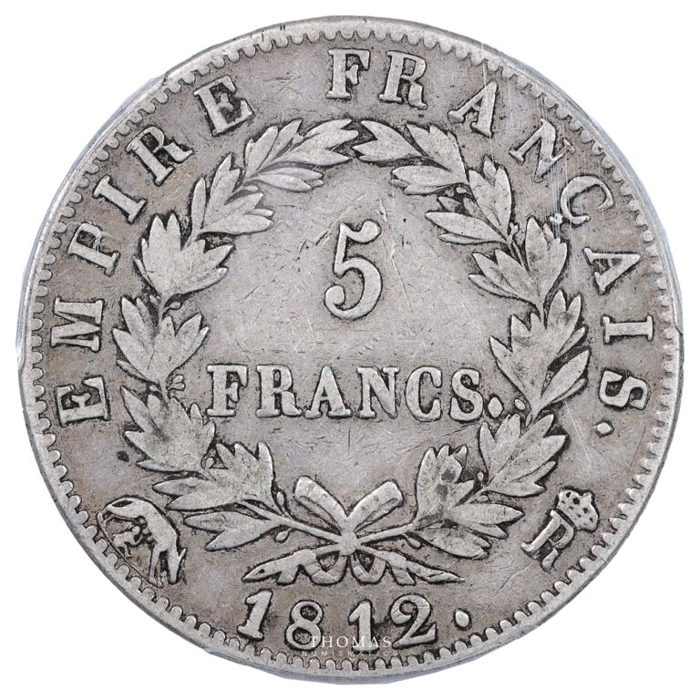 Monnaie France - Napoléon Ier - 5 Francs Argent - 1812 R Orléans - PCGS VF 20-Revers