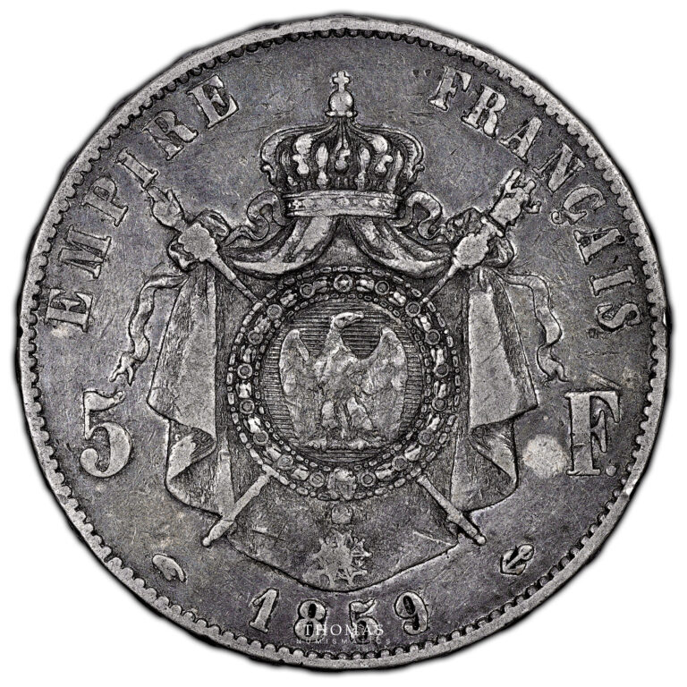 Coin - France Napoléon III - 5 Francs Argent - 1859 A Paris-reverse