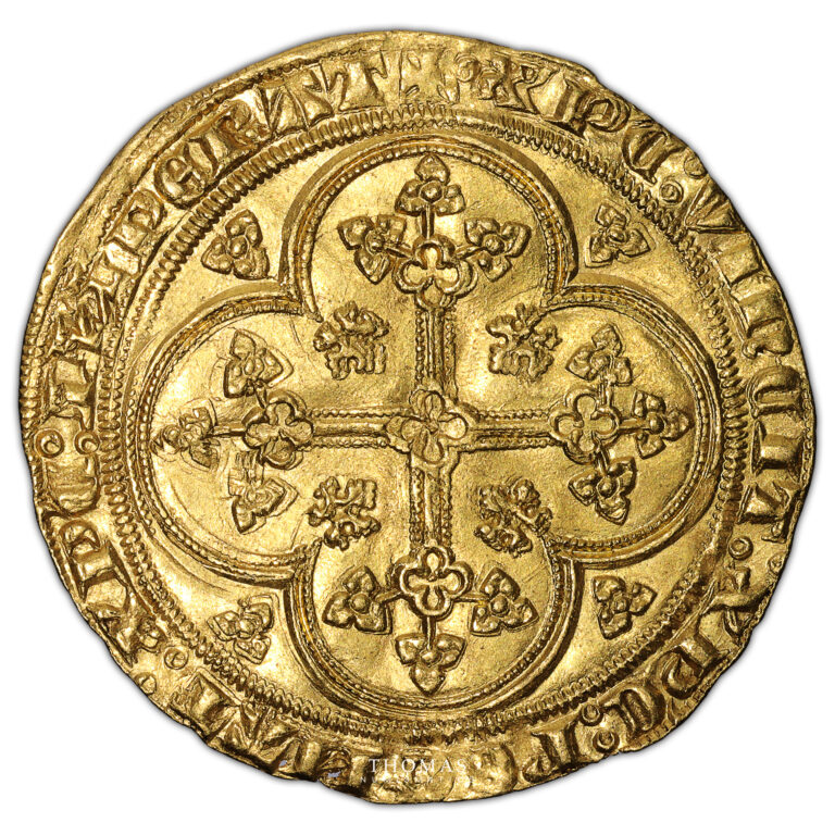 Coin - France Philippe VI - Gold - Écu d'or à la Chaise - Legend error PHLIIPPVS reverse
