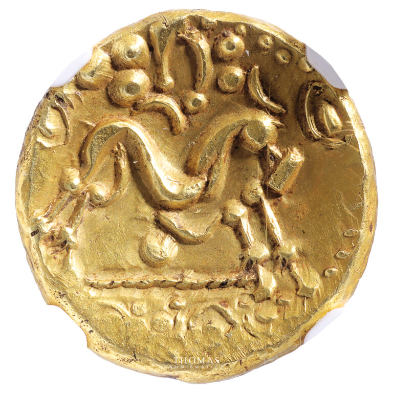 Monnaie - Gauloise - Statère Ambiani or - NGC Ch AU 5:5 2:5-Avers