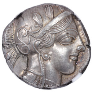 coin -athens – tetradrachm – ngc me strike 5/5 – surface 4/5  – rainbow patina obverse