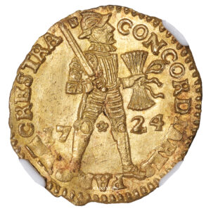 Coin - Netherlands United - 1724 Utrecht - NGC MS 62 - Treasure shipwreck Akerendam reverse