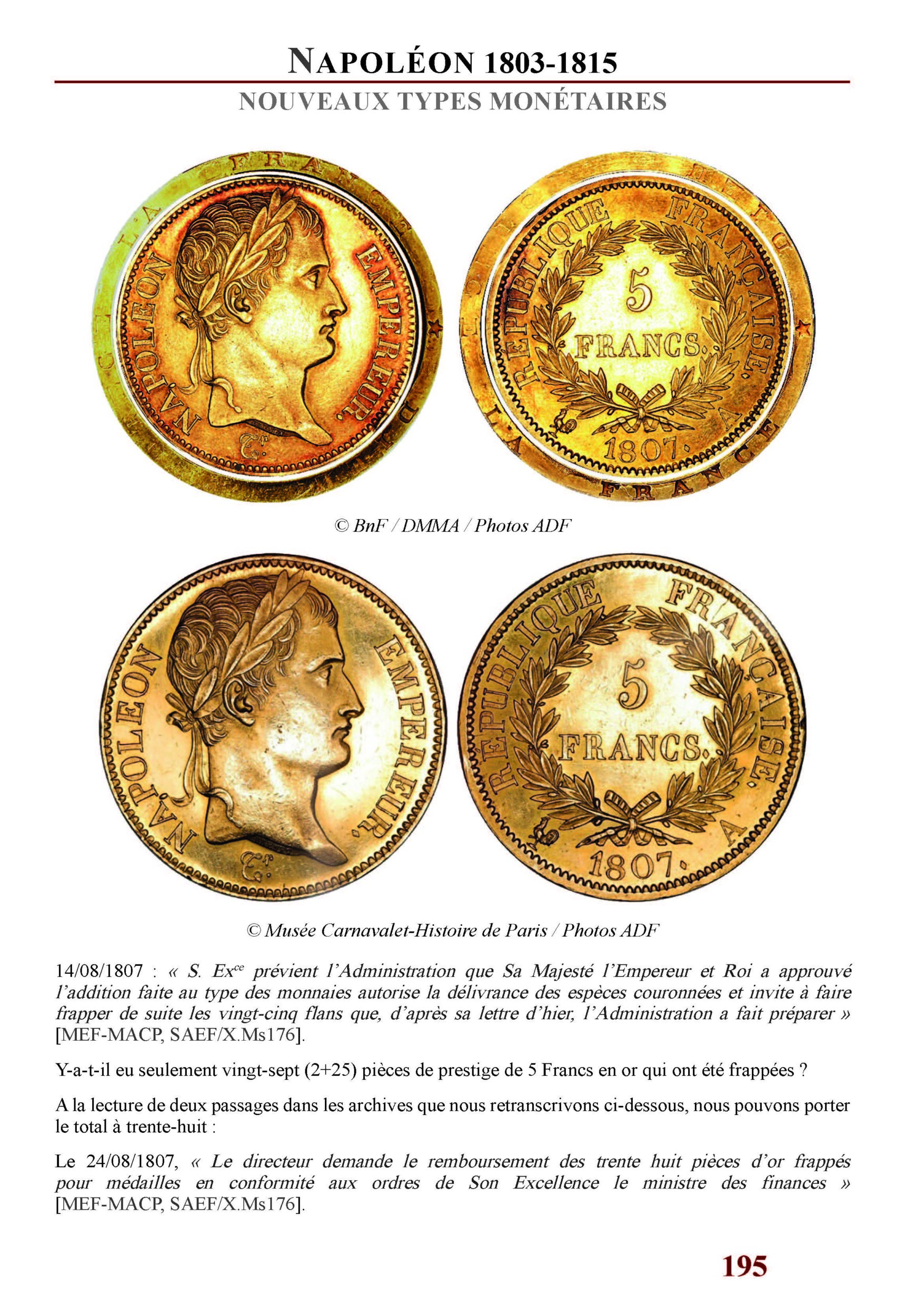 Extrait Le Franc. Les Essais, les archives. Napoléon Ier.