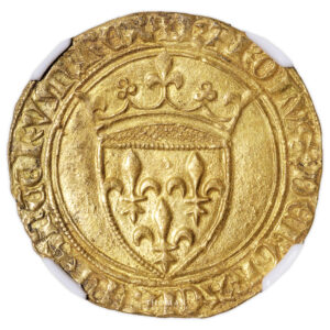 Coin France - Charles VI - Gold Écu d'or à la Couronne - NGC MS 64 obverse