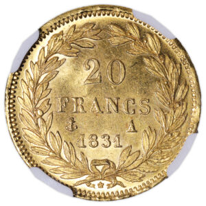 Monnaie France - Louis Philippe I - 20 Francs Or - 1831 Paris A - NGC MS 64-Revers