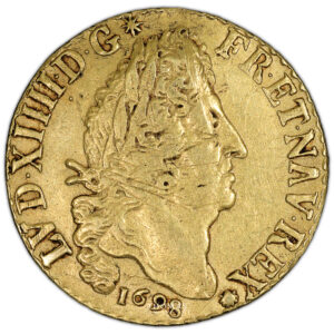 Coin France - Louis XIV - Gold - Double Louis d'or aux 4 L - 1698 A Paris obverse