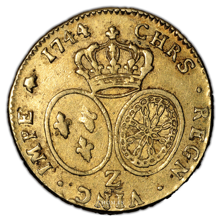 coin France - Louis XV - Double Louis d'or au bandeau - 1744 Z Grenoble reverse