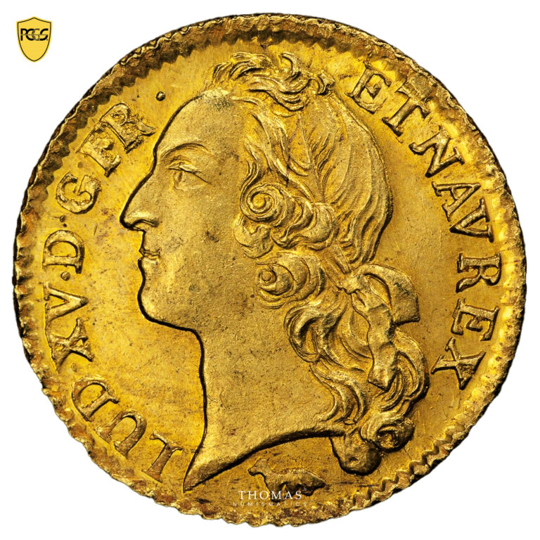 Monnaie - France Louis XV - Louis d'or au bandeau 1754 A Paris - Trésor de la rue Mouffetard - PCGS MS 64-Avers
