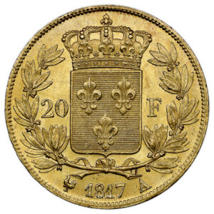 Coin France - Louis XVIII - Gold 20 Francs Or - 1817 A Paris - NGC MS 63 reverse