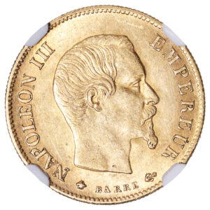 Monnaie France - Napoléon III - 10 Francs or - 1860 Strasbourg BB - NGC MS 63-Avers